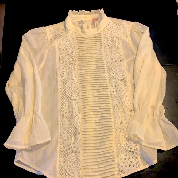 Anthropologie Tops - Anthropologie Victorian Lace High Neck Blouse